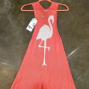 Coral Flamingo Knit Cover Up